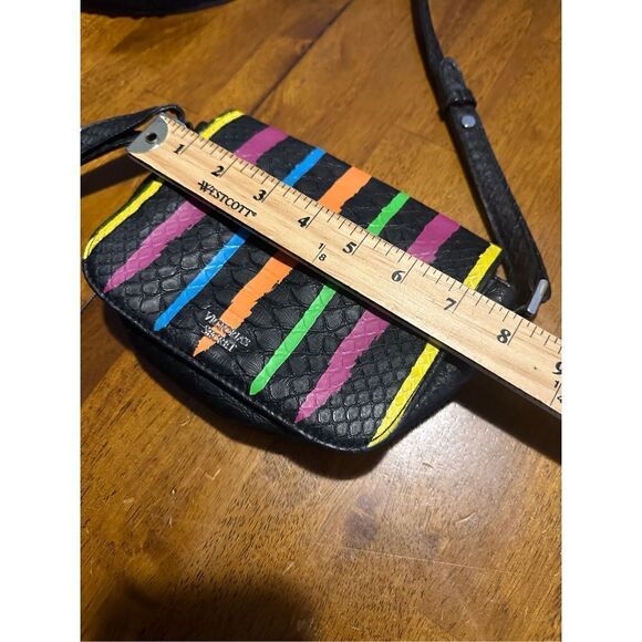 Victorias Secret Crossbody Rainbow Black Faux Crocodile Studded Strap - Picture 8 of 11